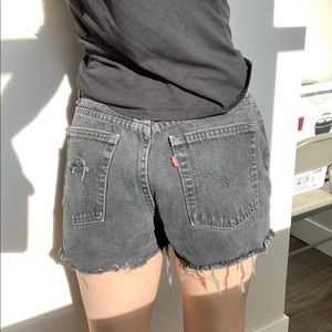 Vintage Levi’s Black wash cut off jean shorts
